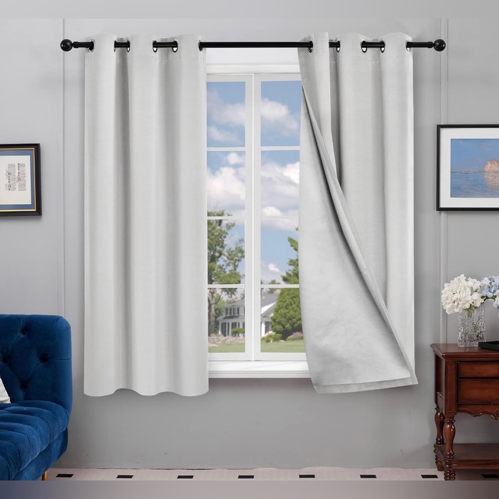 Deconovo Blackout Curtains Light Grey Room Darkening Silver Grommets